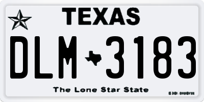 TX license plate DLM3183