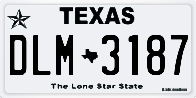 TX license plate DLM3187