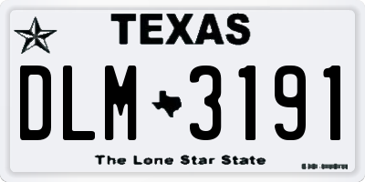 TX license plate DLM3191