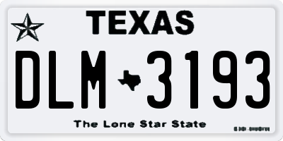TX license plate DLM3193