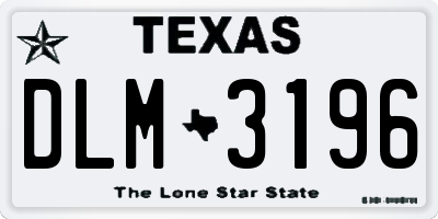 TX license plate DLM3196