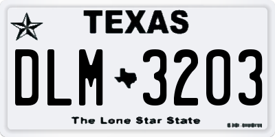 TX license plate DLM3203