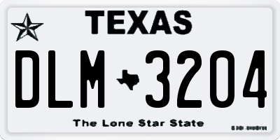 TX license plate DLM3204