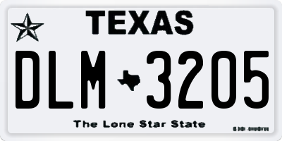 TX license plate DLM3205