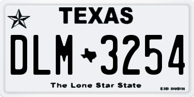 TX license plate DLM3254