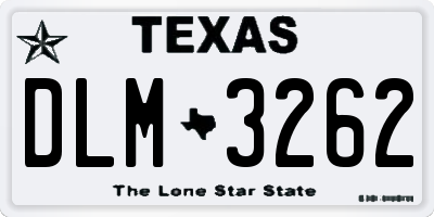TX license plate DLM3262