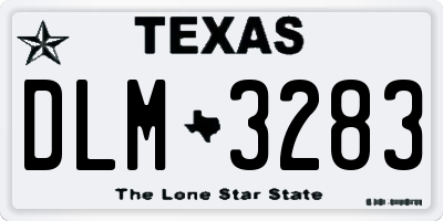 TX license plate DLM3283