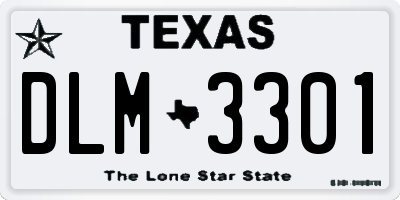 TX license plate DLM3301