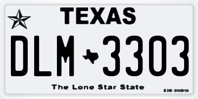 TX license plate DLM3303