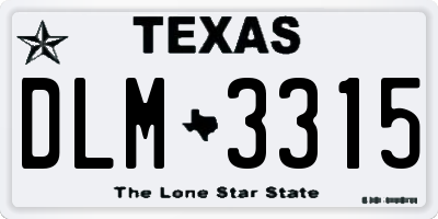 TX license plate DLM3315