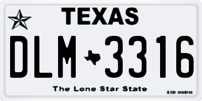 TX license plate DLM3316