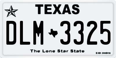 TX license plate DLM3325