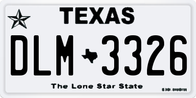 TX license plate DLM3326