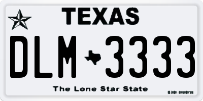 TX license plate DLM3333