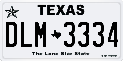 TX license plate DLM3334