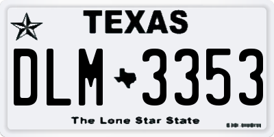 TX license plate DLM3353
