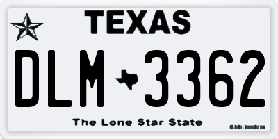 TX license plate DLM3362