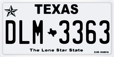 TX license plate DLM3363