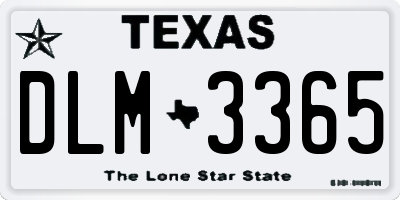 TX license plate DLM3365