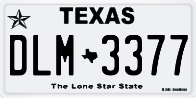 TX license plate DLM3377