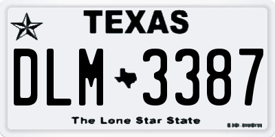 TX license plate DLM3387