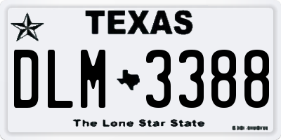 TX license plate DLM3388