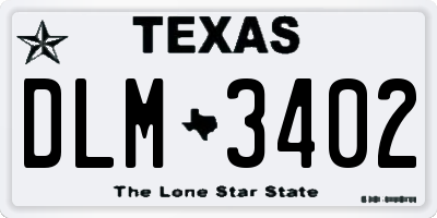 TX license plate DLM3402