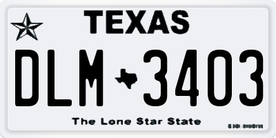 TX license plate DLM3403