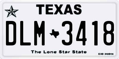TX license plate DLM3418