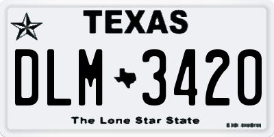 TX license plate DLM3420