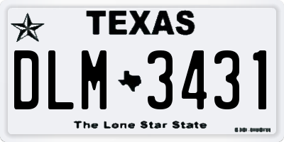 TX license plate DLM3431