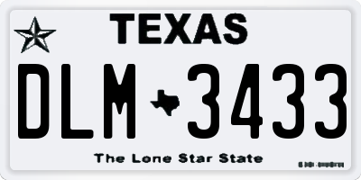 TX license plate DLM3433