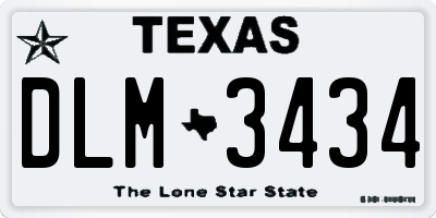 TX license plate DLM3434