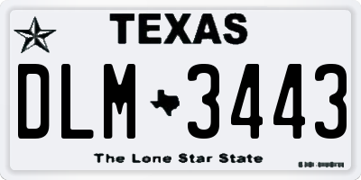 TX license plate DLM3443