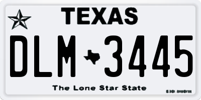 TX license plate DLM3445