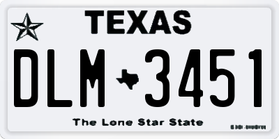 TX license plate DLM3451