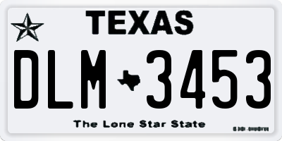 TX license plate DLM3453