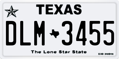 TX license plate DLM3455