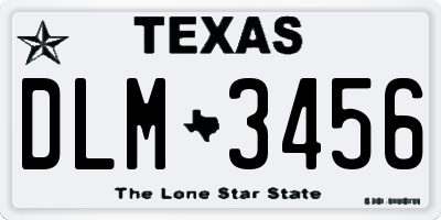 TX license plate DLM3456