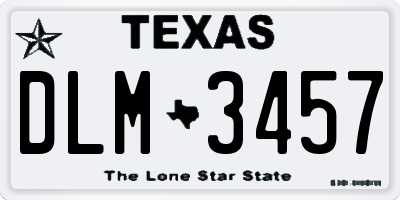 TX license plate DLM3457