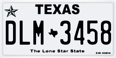 TX license plate DLM3458