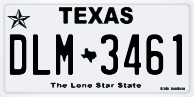 TX license plate DLM3461