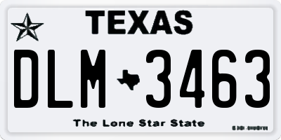 TX license plate DLM3463