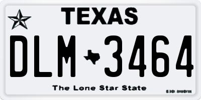 TX license plate DLM3464