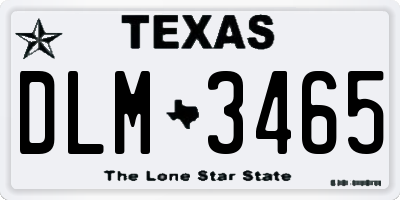 TX license plate DLM3465