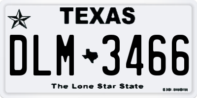 TX license plate DLM3466