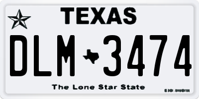 TX license plate DLM3474