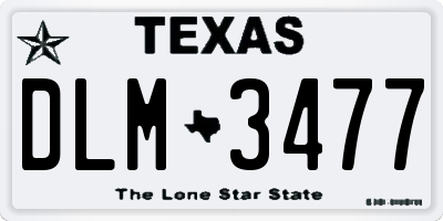 TX license plate DLM3477