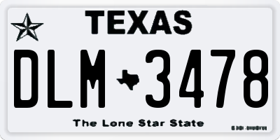 TX license plate DLM3478