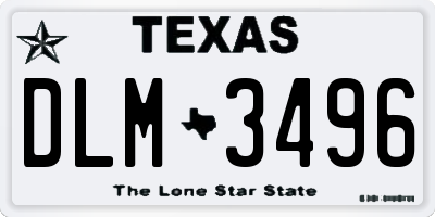 TX license plate DLM3496